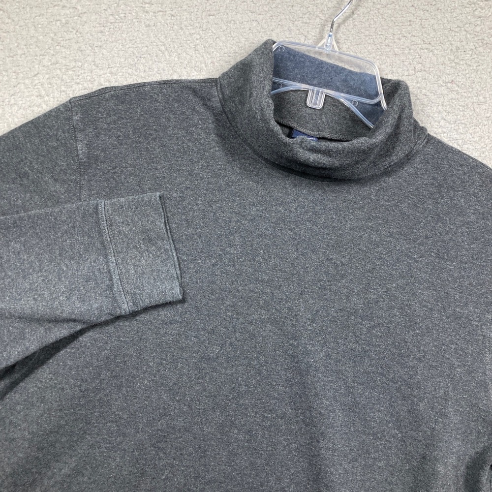 Lands End Turtleneck Men Large Charcoal Gray 100% Cotton Long Sleeve Regular Fit